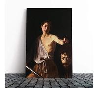 Michelangelo Caravaggio David with The Head of Goliath Canvas Print | Gallery Wrapped 30mm Frame Wall Art | 20x14 inches | Ready to Hang | Modern Picture | Living Room Bedroom Lounge Office