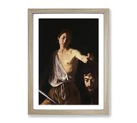 Michelangelo Caravaggio David With The Head Of Goliath Classic Painting Framed Print | A3 Oak Framed Wall Art | Ready to Hang | Classic Historical Picture | Living Room Bedroom Lounge Office
