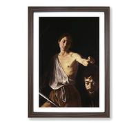 Michelangelo Caravaggio David with The Head of Goliath Framed Print | A2 Walnut Framed Wall Art | Ready to Hang | Modern Historical Picture | Living Room Bedroom Lounge Office