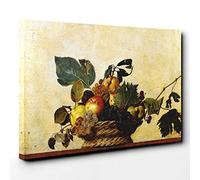 Michelangelo Caravaggio Fruit Basket Canvas Print | Gallery Wrapped 30mm Frame Wall Art | 30x20 inches | Ready to Hang | Modern Still Life Picture | Living Room Bedroom Lounge Office