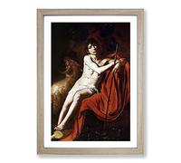 Michelangelo Caravaggio John The Baptist Framed Print | A2 Oak Framed Wall Art | Ready to Hang | Modern Historical Picture | Living Room Bedroom Lounge Office