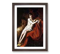 Michelangelo Caravaggio John The Baptist Framed Print | A2 Walnut Framed Wall Art | Ready to Hang | Modern Historical Picture | Living Room Bedroom Lounge Office