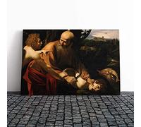 Michelangelo Caravaggio Sacrifice of Isaac Canvas Print | Gallery Wrapped 30mm Frame Wall Art | 30x20 inches | Ready to Hang | Modern Picture | Living Room Bedroom Lounge Office