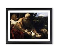 Michelangelo Caravaggio Sacrifice of Isaac Classic Painting Framed Print | A2 Black Framed Wall Art | Ready to Hang | Classic Historical Picture | Living Room Bedroom Lounge Office