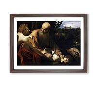 Michelangelo Caravaggio Sacrifice of Isaac Classic Painting Framed Print | A2 Walnut Framed Wall Art | Ready to Hang | Classic Historical Picture | Living Room Bedroom Lounge Office