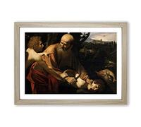 Michelangelo Caravaggio Sacrifice of Isaac Framed Print | A2 Oak Framed Wall Art | Ready to Hang | Modern Historical Picture | Living Room Bedroom Lounge Office