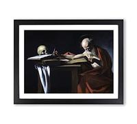 Michelangelo Caravaggio Saint Gerome Writing Classic Painting Framed Print | A2 Black Framed Wall Art | Ready to Hang | Classic Historical Picture | Living Room Bedroom Lounge Office