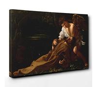 Michelangelo Caravaggio St Francis of Assisi in Ecstacy Canvas Print | Gallery Wrapped 30mm Frame Wall Art | 30x20 inches | Ready to Hang | Modern Picture | Living Room Bedroom Lounge Office