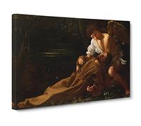 Michelangelo Caravaggio St Francis of Assisi in Ecstasy Canvas Print | Gallery Wrapped 30mm Frame Wall Art | 30x20 inches | Ready to Hang | Baroque Picture | Living Room Bedroom Lounge Office