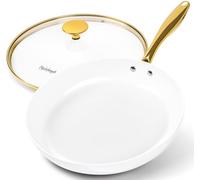 MICHELANGELO Ceramic Frying Pan 30 cm, Frying Pans with Lid, Induction Pan Nonstick, Non Toxic Pans, Ceramic-Coated, White
