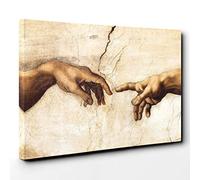 Michelangelo Creation of Adam Hands Canvas Wall Art Print 30x20 Inch