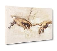 Michelangelo Creation of Adam Hands Modern FC Canvas Print 20x14 Inch