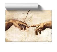 Michelangelo Creation of Adam Hands | Unframed Wall Art Print | Ready to Frame Poster | Modern Home Decor Picture | Artwork for Living Room, Bedroom, Kitchen or Office | A3 (29.7x42 cm)