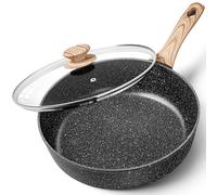 MICHELANGELO Deep Frying Pan 28cm, Non Stick Saute Pan 28 cm, Fry Pan with Lid with Soft Bakelite Handle, Sautepan with Lid, Deep Frying Pans for Induction Hob, Black