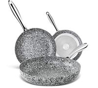 MICHELANGELO Frying Pan Set 20cm, 24cm and 28cm, Nonstick with Stone-Derived Coating, Granite, Induction Compatible
