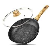 MICHELANGELO Frying Pan with Lid 28cm, Non Stick Fry Pan 28cm with Bakelite Handle, Skillet with Stone-Derived, Induction Frying Pans 28cm