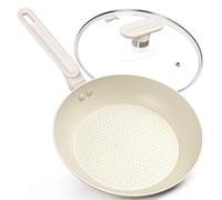 MICHELANGELO Frying Pan with Lid 30cm, Non Stick Pan with Nonstick Stone Coating, Healthy & Non-Toxic Granite Coating, Compatible for Induction, White