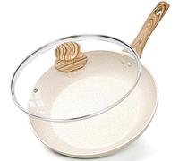 MICHELANGELO Frying Pan with Lid 30cm, Nonstick Fry Skillet with Lid, Nonstick White Granite Coating with Bakelite Handle, Healthy & Non-Toxic Fry Pan, Induction Compatible