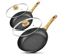 MICHELANGELO Frying Pan with Lids 20cm, 26cm, Non Stick Frying Pans Set, 20cm, 26cm Frying Pans Set with Bakelite Handle, Frying Pan with Lid Set 20cm/26cm