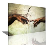 Michelangelo Hand of God Creation of Adam Poster Renaissance Wall Art Picture Print Canvas Painting Modern Home Living Room Bedroom Decoration Artwork (12x18inch(30x45cm),Framed)