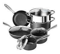 MICHELANGELO Pots and Pans Set 10 Pcs, Pro Hard Anodized Cookware with Stone Interior, Non Stick Pots and Pans Set with Straining Lid & Pour Spout