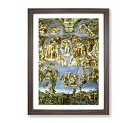 Michelangelo Last Judgement Classic Painting Framed Print | A2 Walnut Framed Wall Art | Ready to Hang | Classic Historical Picture | Living Room Bedroom Lounge Office