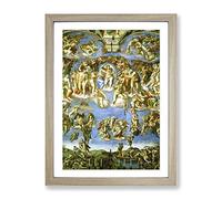 Michelangelo Last Judgement Classic Painting Framed Print | A4 Oak Framed Wall Art | Ready to Hang | Classic Historical Picture | Living Room Bedroom Lounge Office