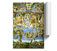 Michelangelo Last Judgement | Unframed Wall Art Print | Ready to Frame Poster | Modern Home Decor Picture | Artwork for Living Room, Bedroom, Kitchen or Office | A3 (29.7x42 cm)