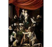 Michelangelo Merisi Called Caravaggio Madonna Rosary Art Print Canvas Premium Wall Decor Poster Mural