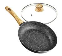 MICHELANGELO Non-Stick Frying Pan 20cm with Bakelite Handle, Small Skillet with Lid 20 cm, Stone-Derived, Black Granite