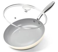 MICHELANGELO Non Stick Frying Pan 26cm, Ceramic Fry Pan with Lid, Induction Skillet Nonstick, Non Toxic Frying Pans, Ceramic-Coated, Beige