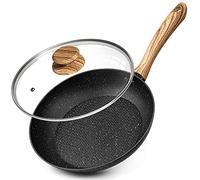 MICHELANGELO Non Stick Frying Pan with Lid 20cm, Honeycomb Design & Granite Non-Stick Coating, Healthy & Non-Toxic