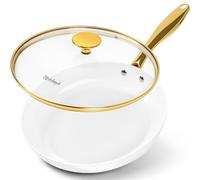 MICHELANGELO Non Stick Frying Pans 26 cm, Ceramic Frying Pan with Lid, Induction Pan Nonstick, Non Toxic Pans, Ceramic-Coated, White