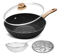 MICHELANGELO Non-Stick Wok Set, 28cm with Lid, Frying Basket & Steam Rack, Deep Frying Pan