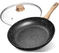 MICHELANGELO Nonstick Frying Pan with Lid，Nonstick 12inch Frying pan with Stone Coating，Nonstick Frying Pan with Bakelite Handle, Large Frying Pans Nonstick, Granite Frying Pan, Induction Compatible
