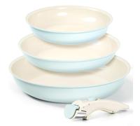 Michelangelo Nonstick Frying Pan Set, 8 / 9.5 / 11 Inch Ceramic Coated Skillets with Removable Handle, Induction Compatible Cookware Set, Model 841109