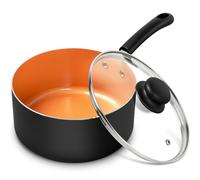 MICHELANGELO Nonstick Sauce Pan With Lid, 3QT Ceramic Saucepan, Copper Saucepans, PFAS-FREE Pot, Small Pots For Cooking, Multipurpose Cooking Pots For Home Kitchen, Dishwasher Safe