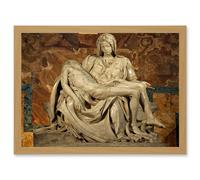 Michelangelo Pieta 1499 Painting A4 Artwork Framed Wall Art Print Artery8 Light Oak One Size
