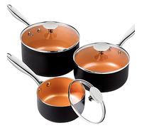 MICHELANGELO Sauce Pan with Lid, 1Qt & 2Qt & 3Qt Sauce Pan Set, Ceramic Saucepans with Lids, Copper Small Pots, Nonstick Saucepan Set, Oven Safe
