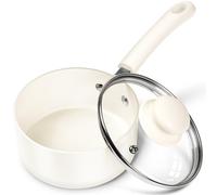 MICHELANGELO Sauce Pan With Lid, 1QT Ceramic Saucepans, Nonstick Saucepan, PFAS-FREE Pot, Small Pots For Cooking, Multipurpose Cooking Pots, White
