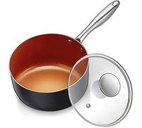 MICHELANGELO 3 Quart Saucepan with Lid, Ultra Nonstick Copper Sauce Pan with Lid, Small Pot with Lid, Ceramic Nonstick Saucepan, 3 Qt Small Pot for Cooking, Induction Compatible
