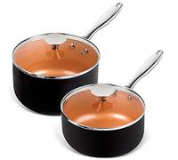 MICHELANGELO Saucepans, 2QT & 3QT Copper Saucepan Set With Non-stick Ceramic Interior For Multipurpose Use, Nonstick Saucepan With Lid, Copper Small Pots 2 Quart & 3 Quart