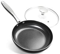 MICHELANGELO Small Frying Pan - 8 Inch Frying Pan Nonstick with Lid, Non-Toxic Ceramic Pans with Stainless Steel Handle, Nonstick Skillet, Black