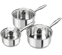 MICHELANGELO Stainless Steel Saucepan Set with Lids 1QT & 2QT & 3QT, Stainless Steel Sauce Pot Set 6 Piece, Nonstick Saucepans, 6 Piece Sauce Pan Set, Dishwasher Safe, Induction Compatible