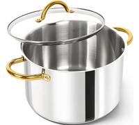 MICHELANGELO Stainless Steel Stock Pot - 8L Soup Pot with Lid, Induction Compatible, Riveted Handle