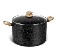 MICHELANGELO Stock Pot with Lid, 24cm/10L Soup Pot Nonstick, Cooking Pot with Lid, Induction Pot for Cooking, Non Stick Pot for Kitchen, Black Granite Pot