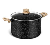 MICHELANGELO Stock Pot with Lid, 24cm/8L Soup Pot Nonstick, Cooking Pot with Lid, Induction Pot for Cooking, Non Stick Pot for Kitchen, Black Granite Pot