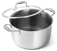 MICHELANGELO Tri-ply Stainless Steel Stock Pot, 8-Quart Stockpot with Lid, 18/10 Nonstick Cooking Pot with Honeycomb Interior, Compatible with All Cooktops