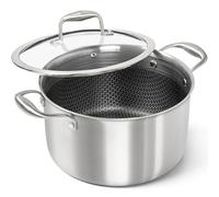 MICHELANGELO Tri-ply Stainless Steel Stock Pot with Lid - 6 Quart, Nonstick Cooking Pot with Honeycomb Interior, Heavy Duty Stockpot, Compatible with All Cooktops