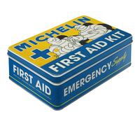 Nostalgic-Art Retro storage tin box flat, 2.5 l, Michelin - First Aid Kit - Gift idea for motor fans, metal tin with lid, vintage design